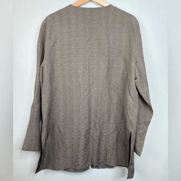 Eileen Fisher Linen & Silk Blend Jacket Blazer Textured Shirt Size Large - Picture 5 of 6